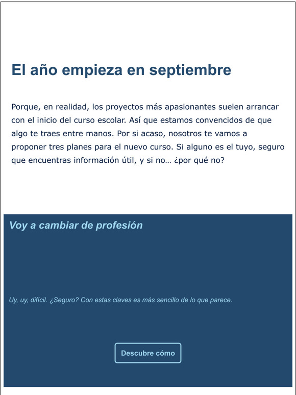 Septiembre: nuevo curso , nuevos planes. Ya sabes qu vas a hacer?