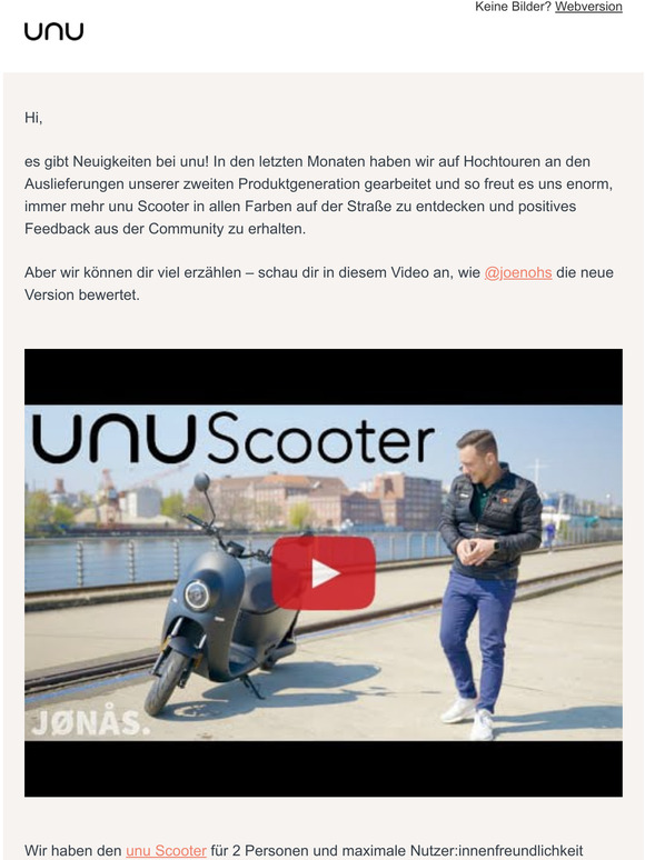 Lust auf eine Probefahrt mit dem unu Scooter?