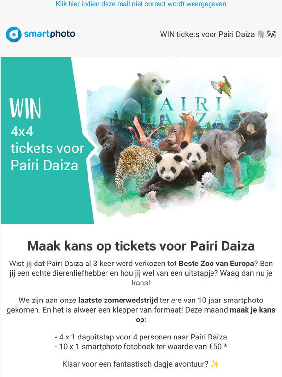 Smartphoto WIN Tickets Voor Pairi Daiza Milled