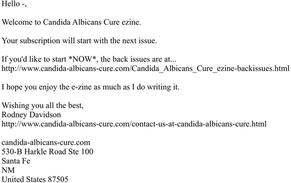 Welcome to Candida Albicans Cure ezine