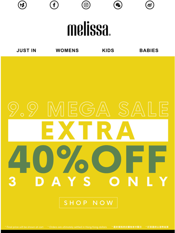 9.9 Mega Sale | SITE-WIDE EXTRA 40% OFF