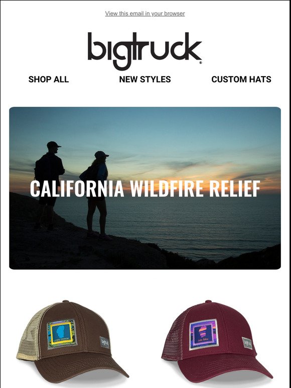 These hats will support California Fire Relief Funds 
