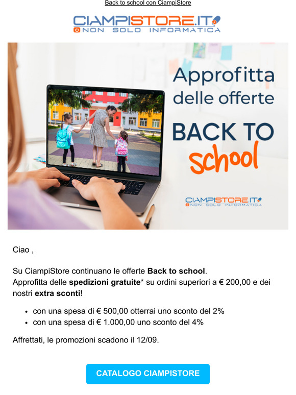 Continuano le promozioni Back to school su CiampiStore