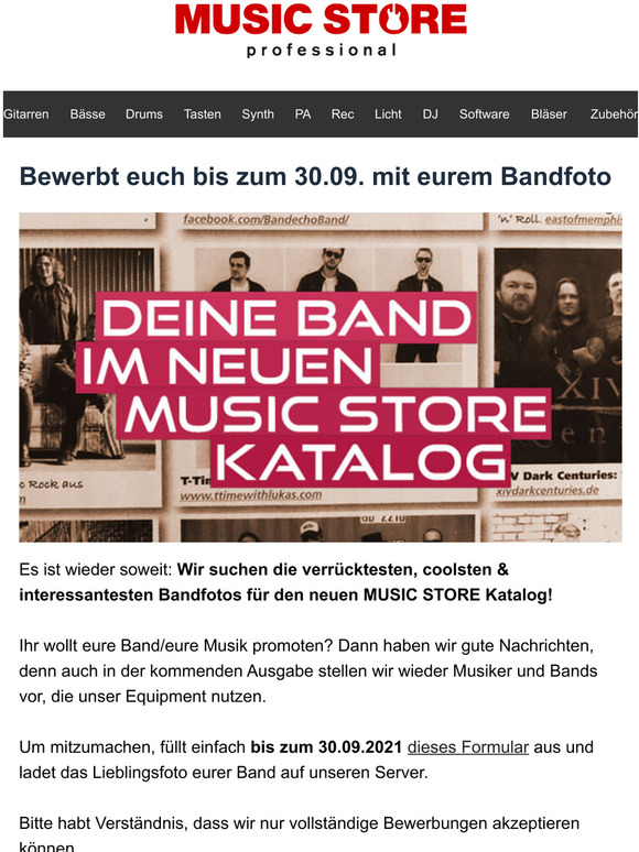 Music Store Euer Bandfoto im neuen MUSIC STORE Katalog Milled