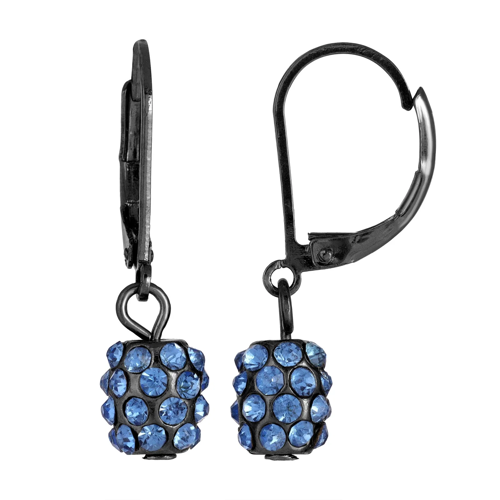 Image of 1928 Jewelry Jet Black Light Sapphire Crystal Fireball Drop Earrings