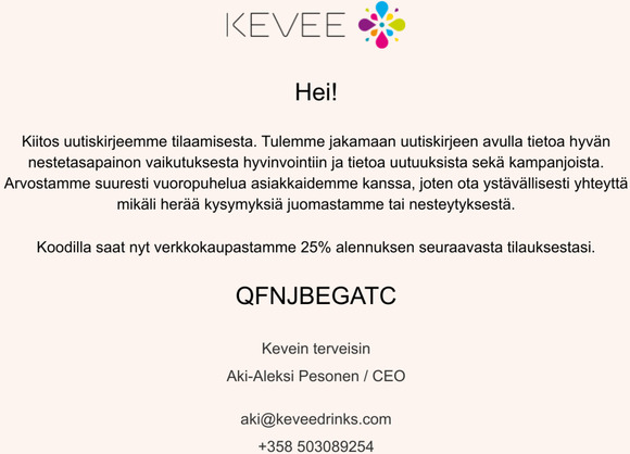 KEVEE - Thank You for subscribtion!
