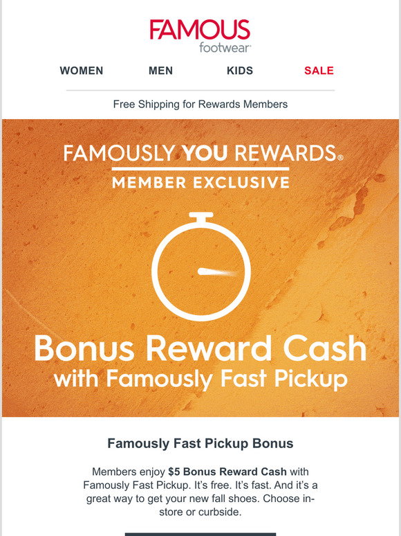 Famous Footwear 5 Bonus Reward Cash is falling your way Milled