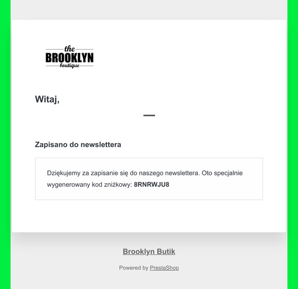 [Brooklyn Butik] Voucher za newsletter