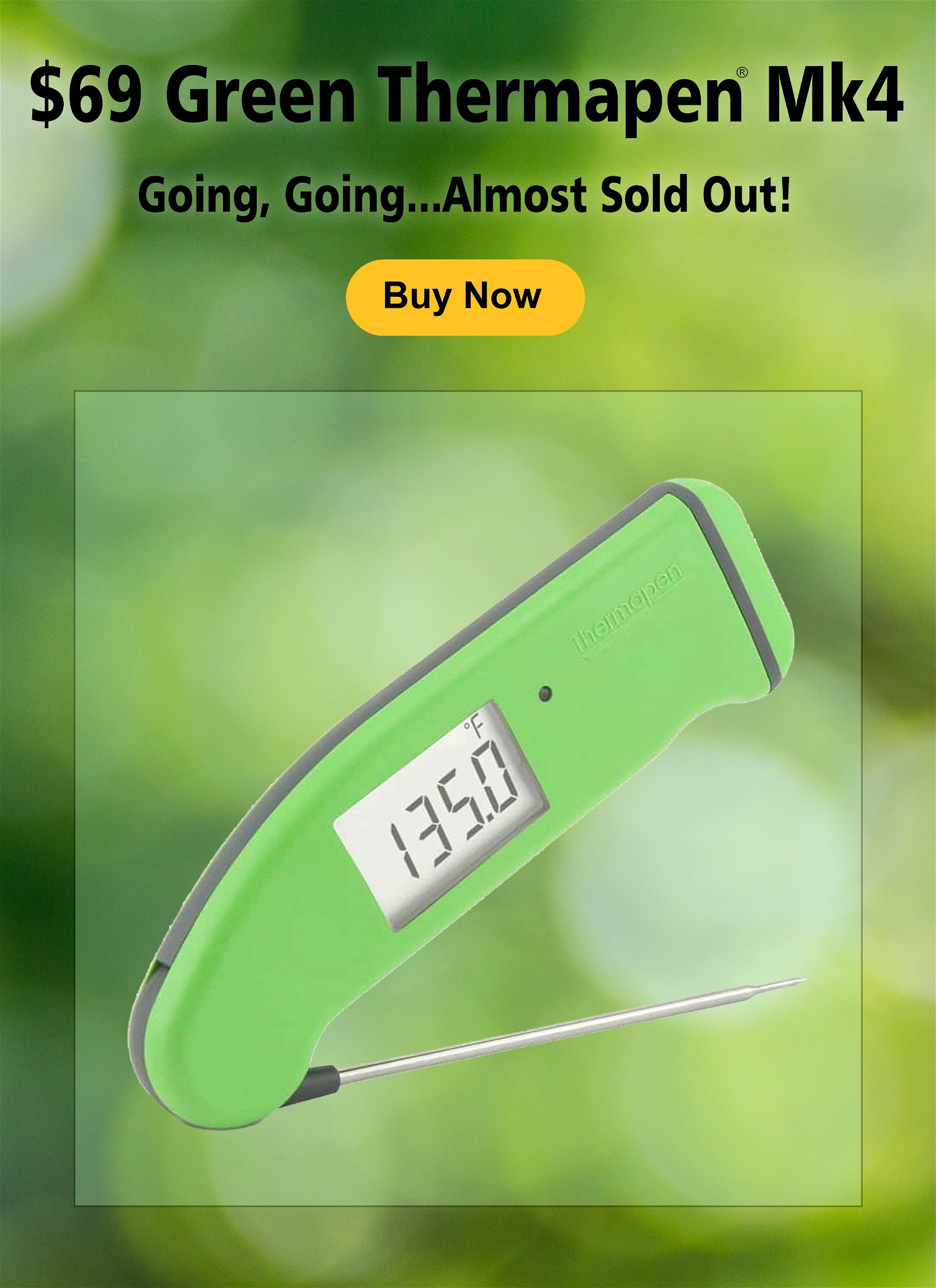 ThermoWorks: $69 Green Thermapen Mk4 Almost Gone for Good