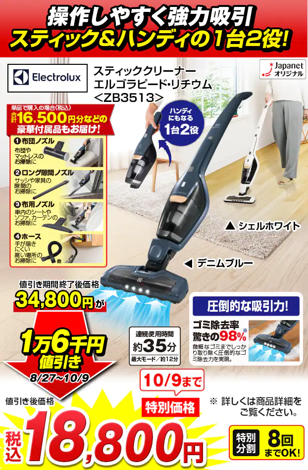 エレクトロラックス ZB3513 デニムブルー