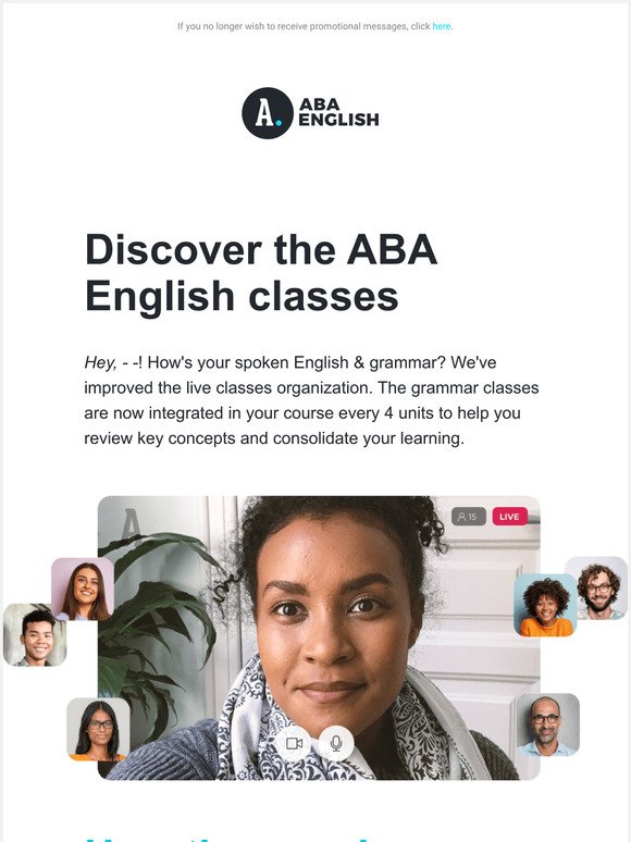 Hey, --Have you seen your new live classes?   