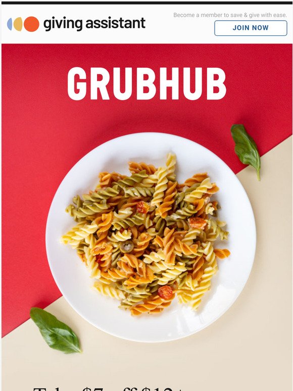 GrubHub: Snack & Save $7 off Your First Order