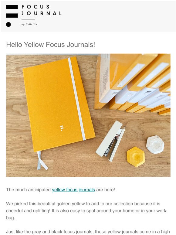 HELLO YELLOW! NEW FOCUS JOURNAL COLOR - FREE SHIPPING