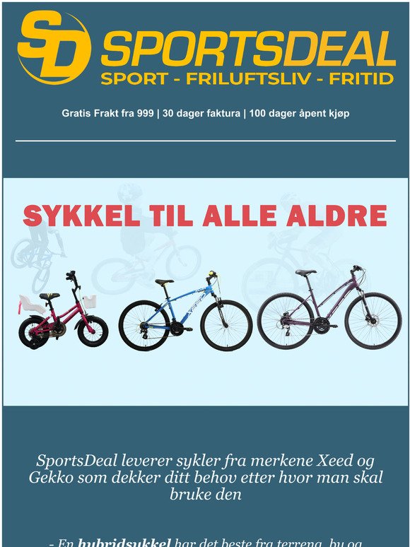 Kjp din nye sykkel hos SportsDeal idag 