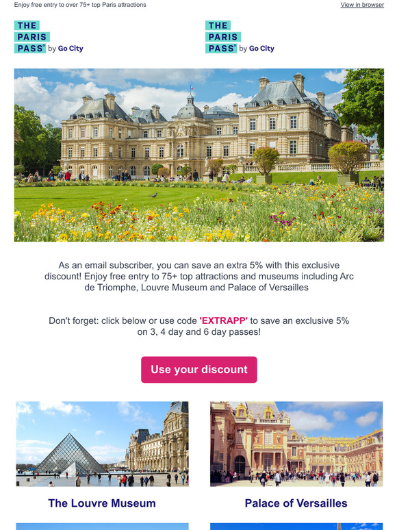 5% discount on the best attractions to visit in Paris