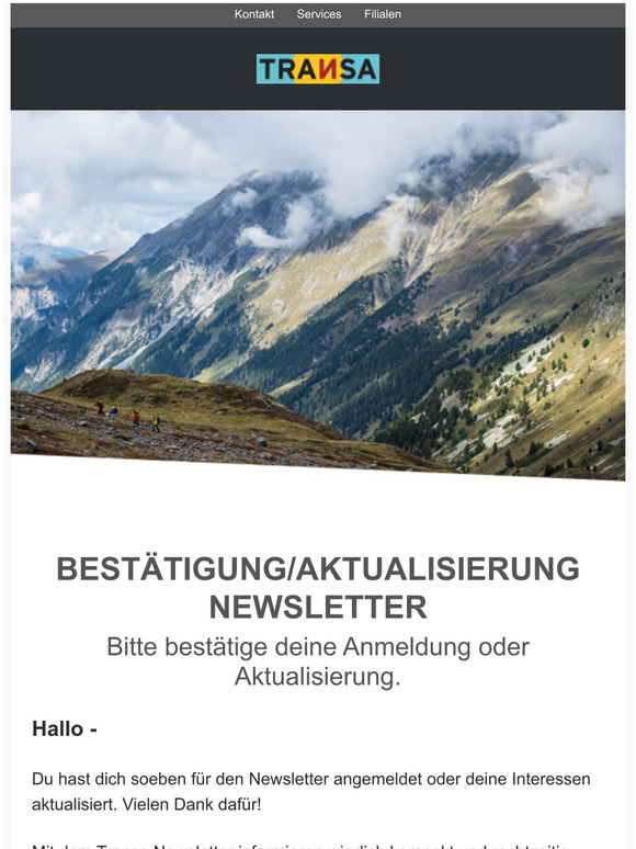 Bitte besttige deine Anmeldung oder Aktualisierung.