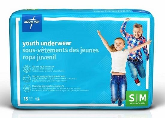 Medline&nbsp;<br>DryTime Youth Underwear Small/Medium&nbsp;<br>18-32kg&nbsp;<br>15 s