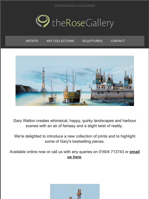 New Gary Walton quirky landscapes and harbours.