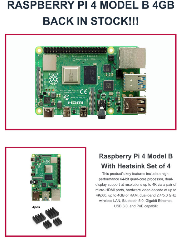 Vilros: Raspberry Pi 4 Model B 4GB Back In Stock! | Milled image.