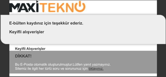 E-Blten Abonelii Tamamland | Maxitekno.com