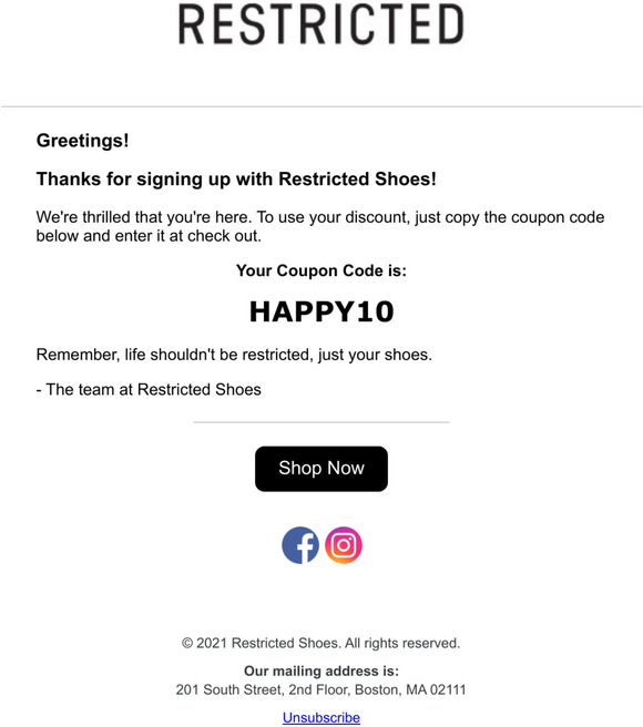 How to use your Restricted Shoes coupon