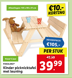 PINOLINO® Kinder picknicktafel met leuning