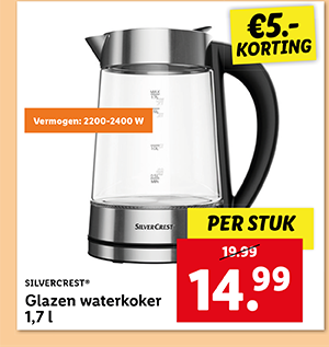 SILVERCREST® Glazen waterkoker 1,7 l