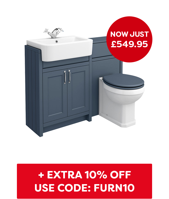 Chatsworth Traditional Blue Semi-Recessed Vanity Unit + Toilet Package