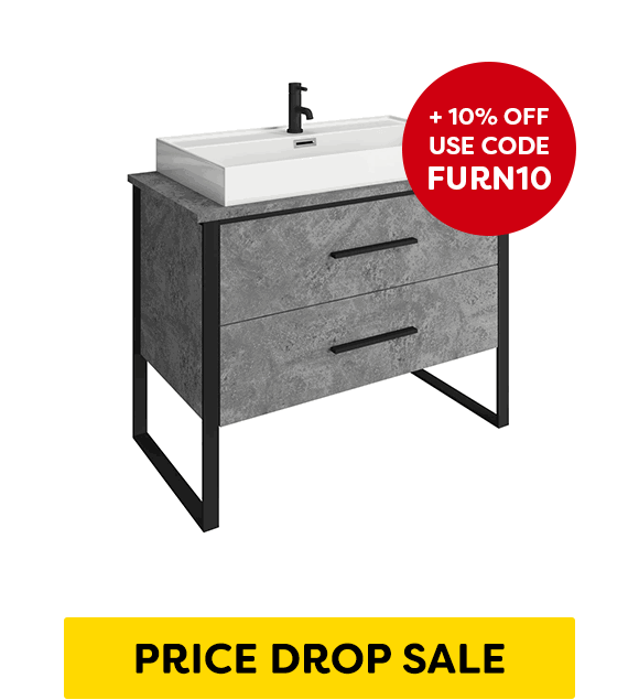 Arezzo Countertop Basin Unit - Concrete-Effect with Black Frame