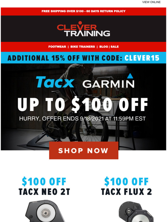 Save up to $100 on Garmin & Tacx