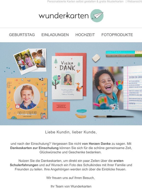, nach der Einschulung: Bedanken nicht vergessen!