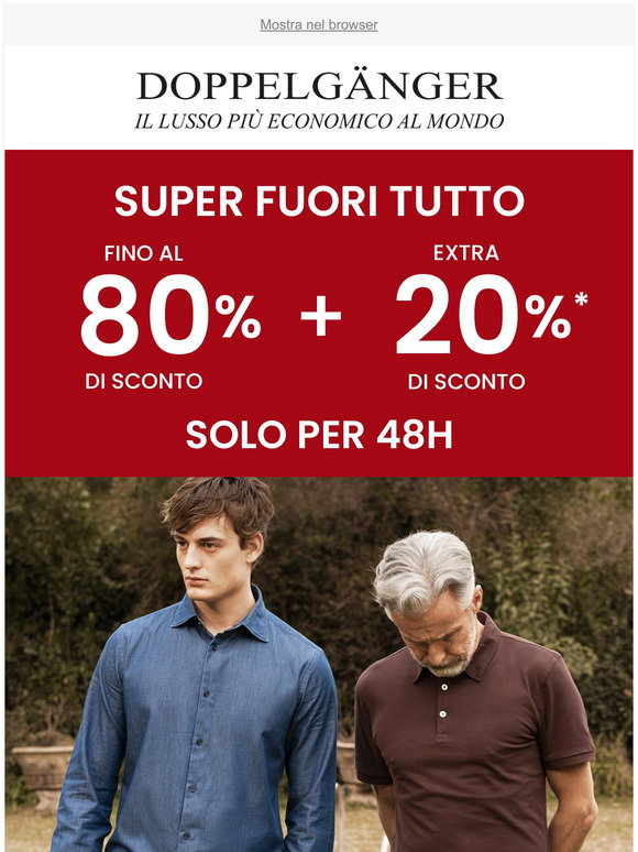 Doppelgänger: SUPER FUORI TUTTO: fino al -80% di sconto + extra 20% di  sconto il regalo solo per 48 ore. Scopri il codice! | Milled