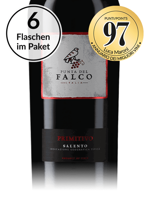 Meisterhafter Primitivo: Punta del Falco 6 Flaschen Primitivo Salento 2020