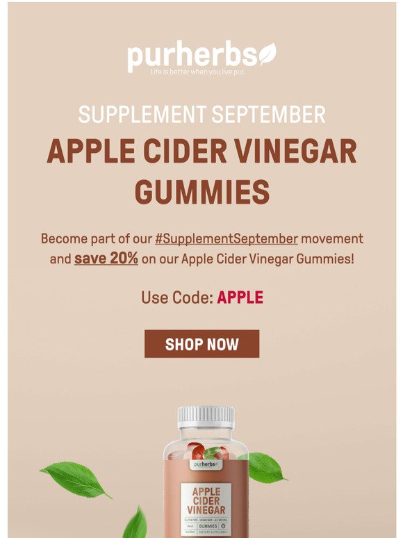 Save 20% OFF our Apple Cider Vinegar Gummies