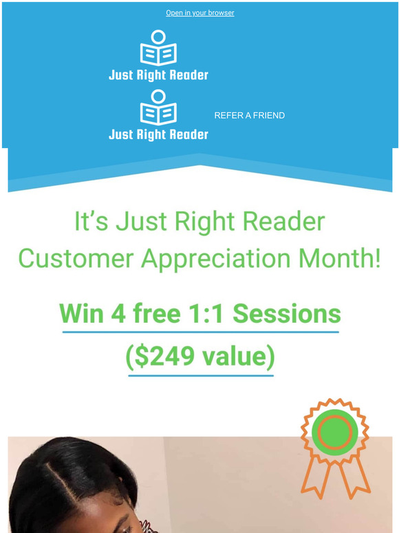 Just Right Reader Win 249 value 11 teaching sessions in 1 easy step