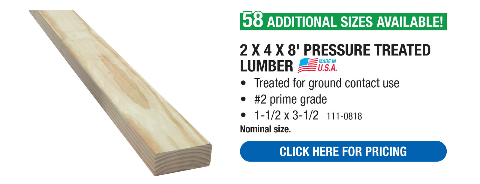 2 X 4 X 8' Pressure Treated Lumber