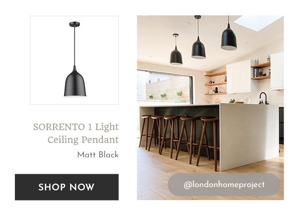 @londonhomeproject Sorrento 1 Light Ceiling Pendant Matt Black. Shop Now.