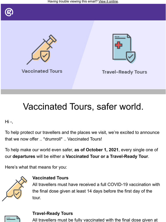 Introducing ... Vaccinated Tours!