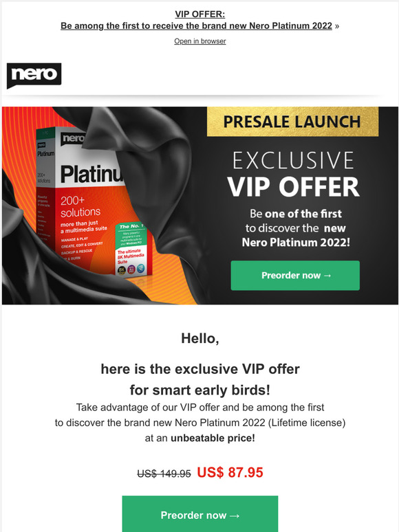 Nero 2022 Platinum Christmas Nero: Presale Launch: Nero Platinum 2022 | Milled