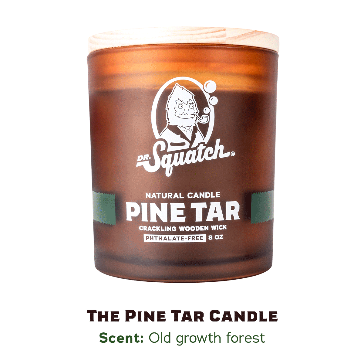 Dr. Squatch Pine Tar Natural Candle Crackling Wooden Wick 8 oz