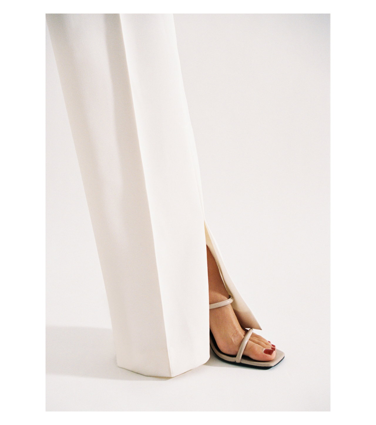 Leah Petite White Wide Leg Tailored Trousers