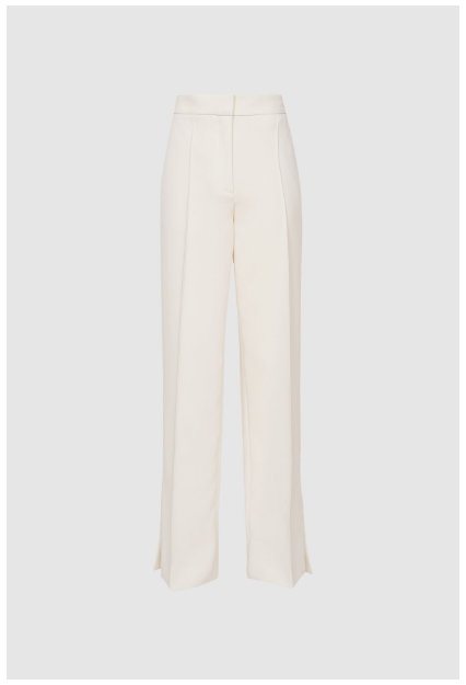 Leah Petite White Wide Leg Tailored Trousers
