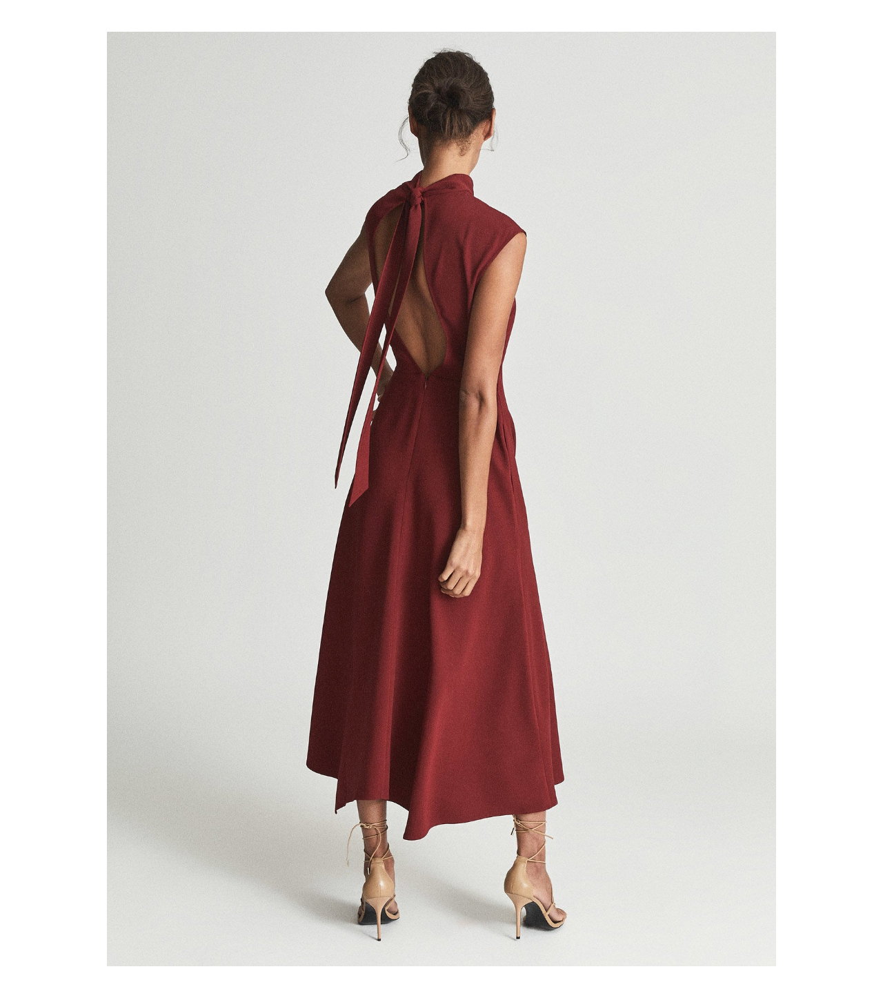 Petite Livvy Dark Red Open Back Midi Dress
