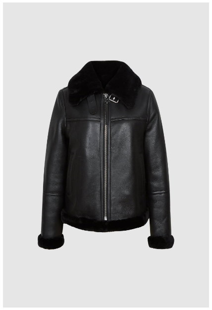 Petite Macey Black Reversible Shearling Jacket