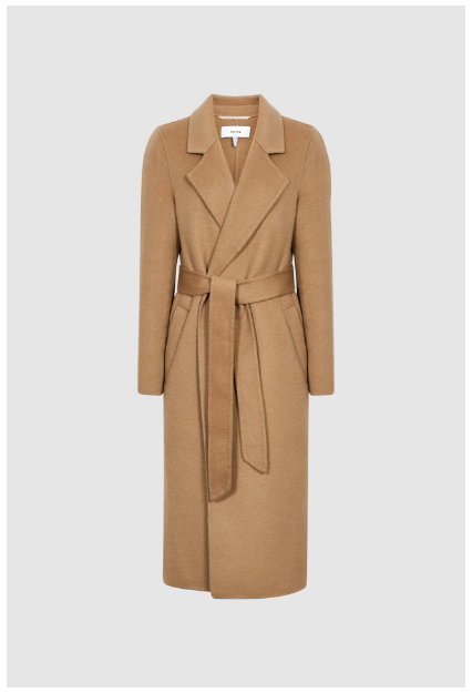 Petite Brooks Camel Wool Blend Longline Overcoat