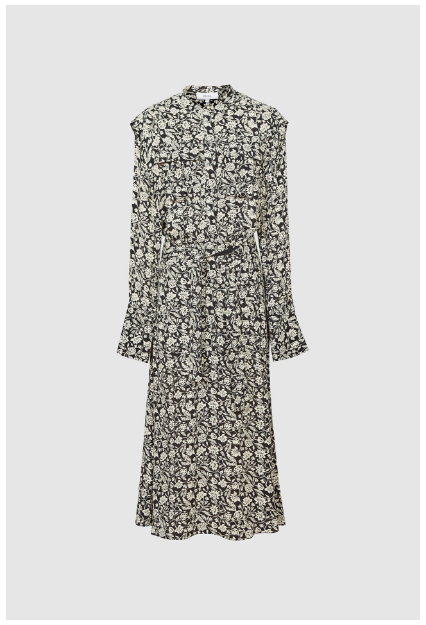 Petite Micah Black Floral Printed Midi Dress