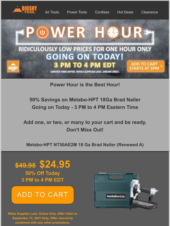 POWER HOUR 18Ga Brand Nailer for $24.95