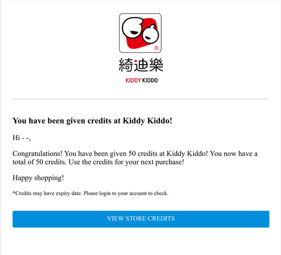 You have been given credits at Kiddy Kiddo!