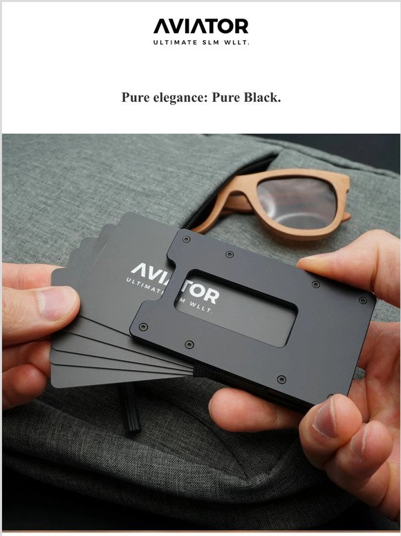 Aviator Wallet: Aviator Wallet Pure Black Slide for Gentlemen