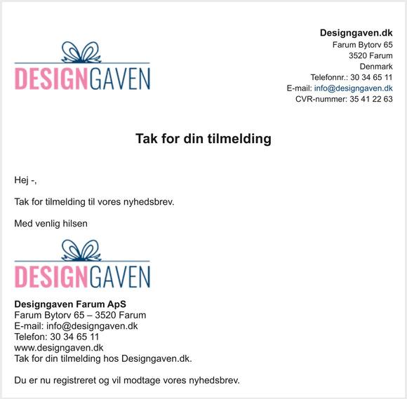 Tak for din tilmelding